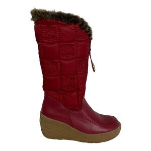 Juicy Couture Wedge Snow Boots Size 7‎ Snowflurry Knee High Quilted Faux Fur Y2K
